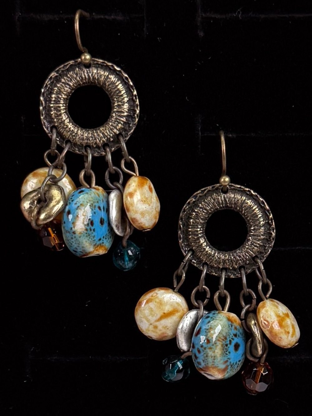 Gorgeous, bohemian chic, weighted, beaded fringe pierced earrings